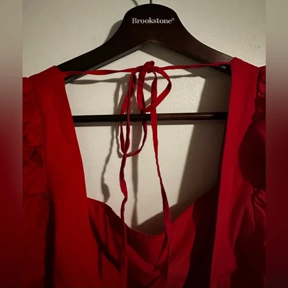 WAYF - Red Open-Back Bow Dress - Picture 10 of 11